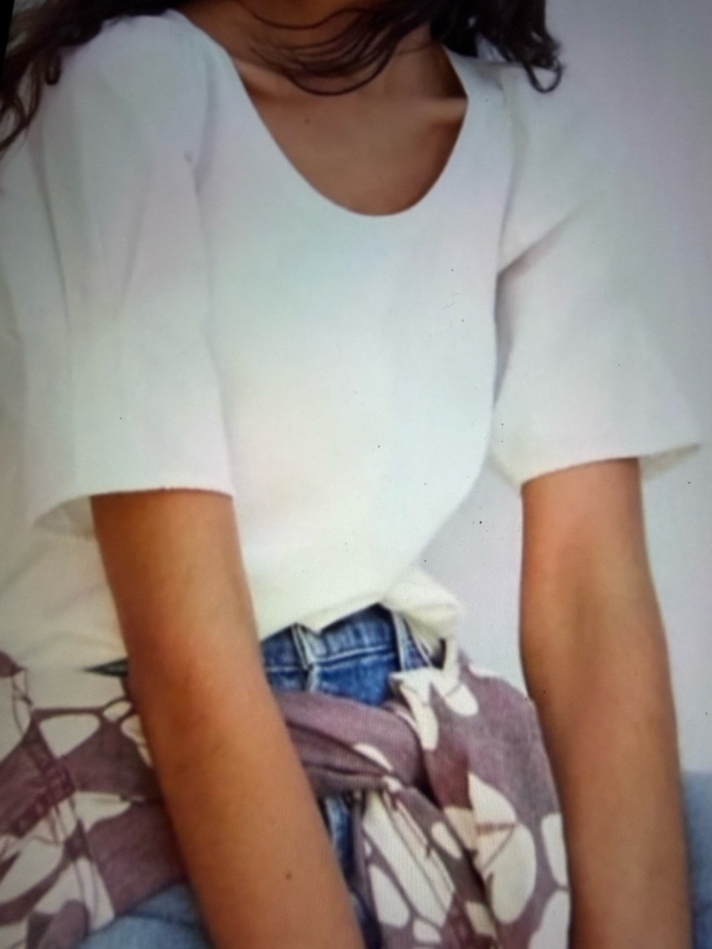 Anthropologie Off White Puffed Sleeve T-Shirt - Picture 2 of 9